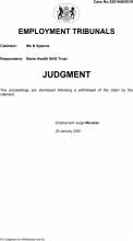 Ms N Spence V Barts Hralth NHS Trust - 3201645 2019 - Judgment